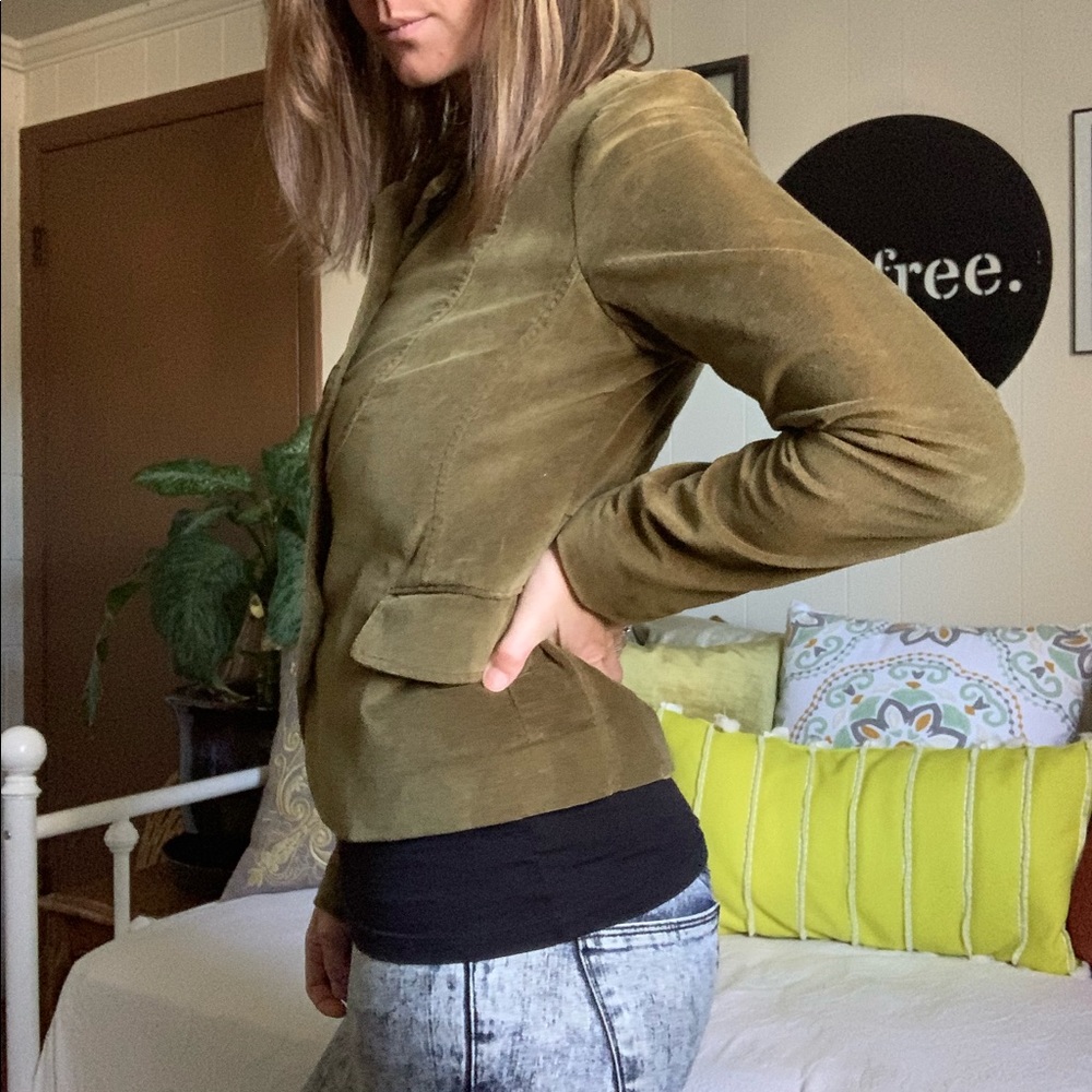 Olive green velvet FOSSIL blazer coat - Picture 14 of 16